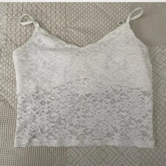 Hollister White lace tank top - Picture 4 of 4
